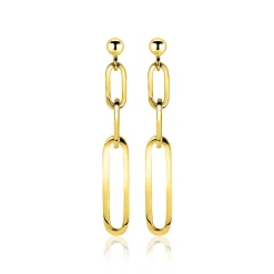 ZINZI zilveren oorhangers 45mm in 14K geel verguld met ovale closed for ever schakels ZIO1990G