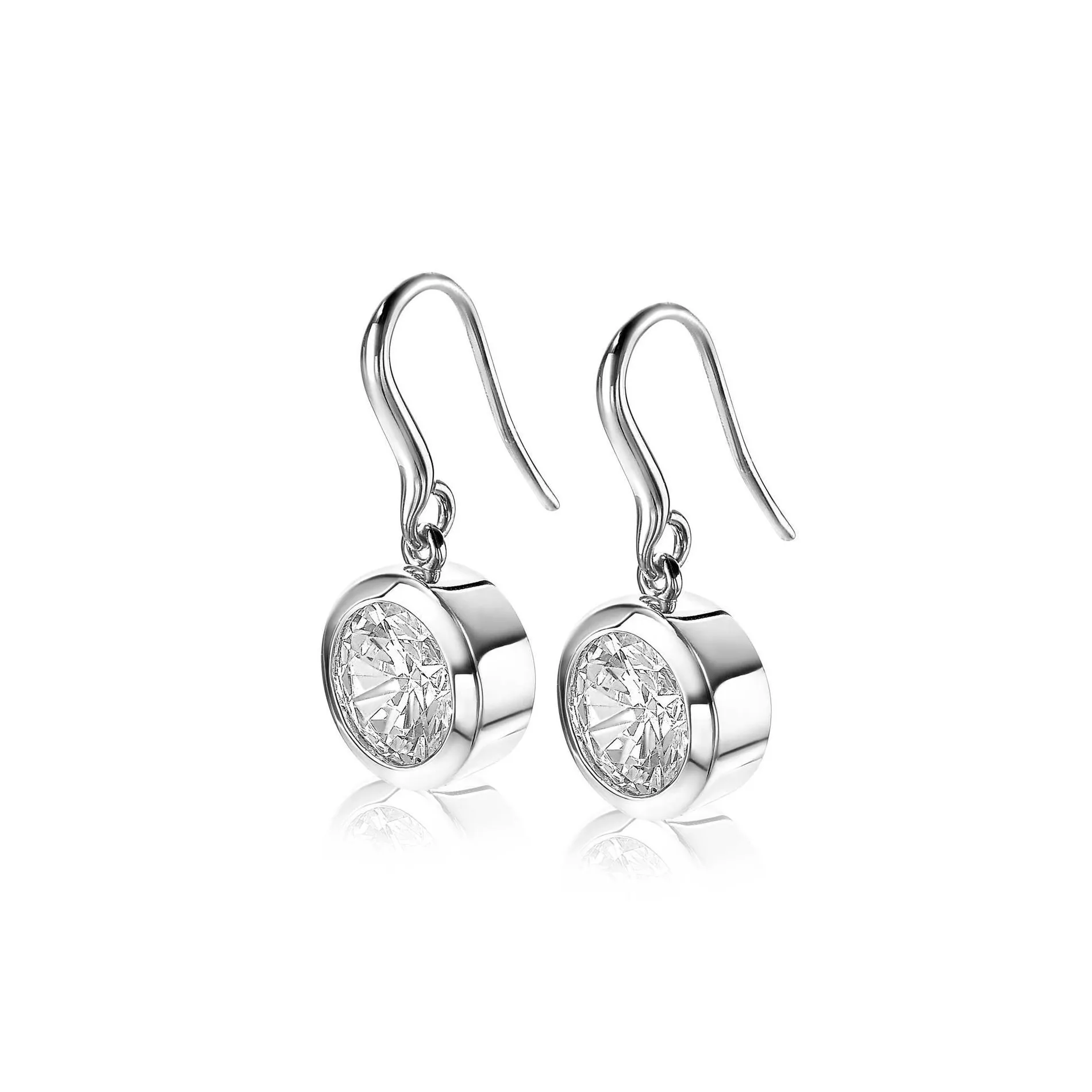 ZINZI zilveren oorhangers witte zirconia 11mm ZIO1
