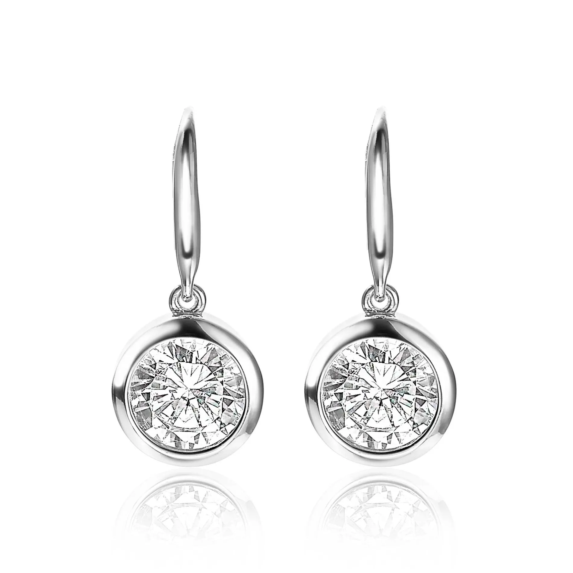 ZINZI zilveren oorhangers witte zirconia 11mm ZIO1