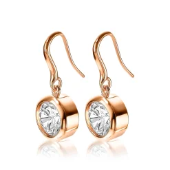 ZINZI zilveren oorhangers rosé verguld witte zirconia 11mm ZIO3