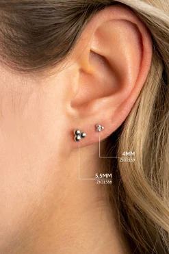 ZINZI zilveren oorknopjes 4mm 3 bolletjes ZIO2169