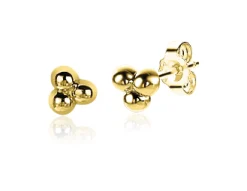 ZINZI zilveren oorknopjes 14K geel verguld 4mm 3 bolletjes ZIO2169G