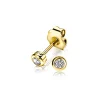 Zinzi zilveren oorknoppen 14K geel verguld rond 4mm wit ZIO1177G