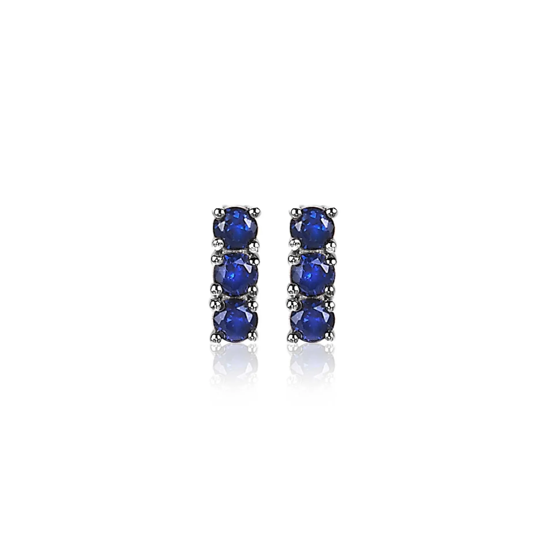ZINZI zilveren oorknoppen 8mm staafje chaton gezet donkerblauw ZIO2127B