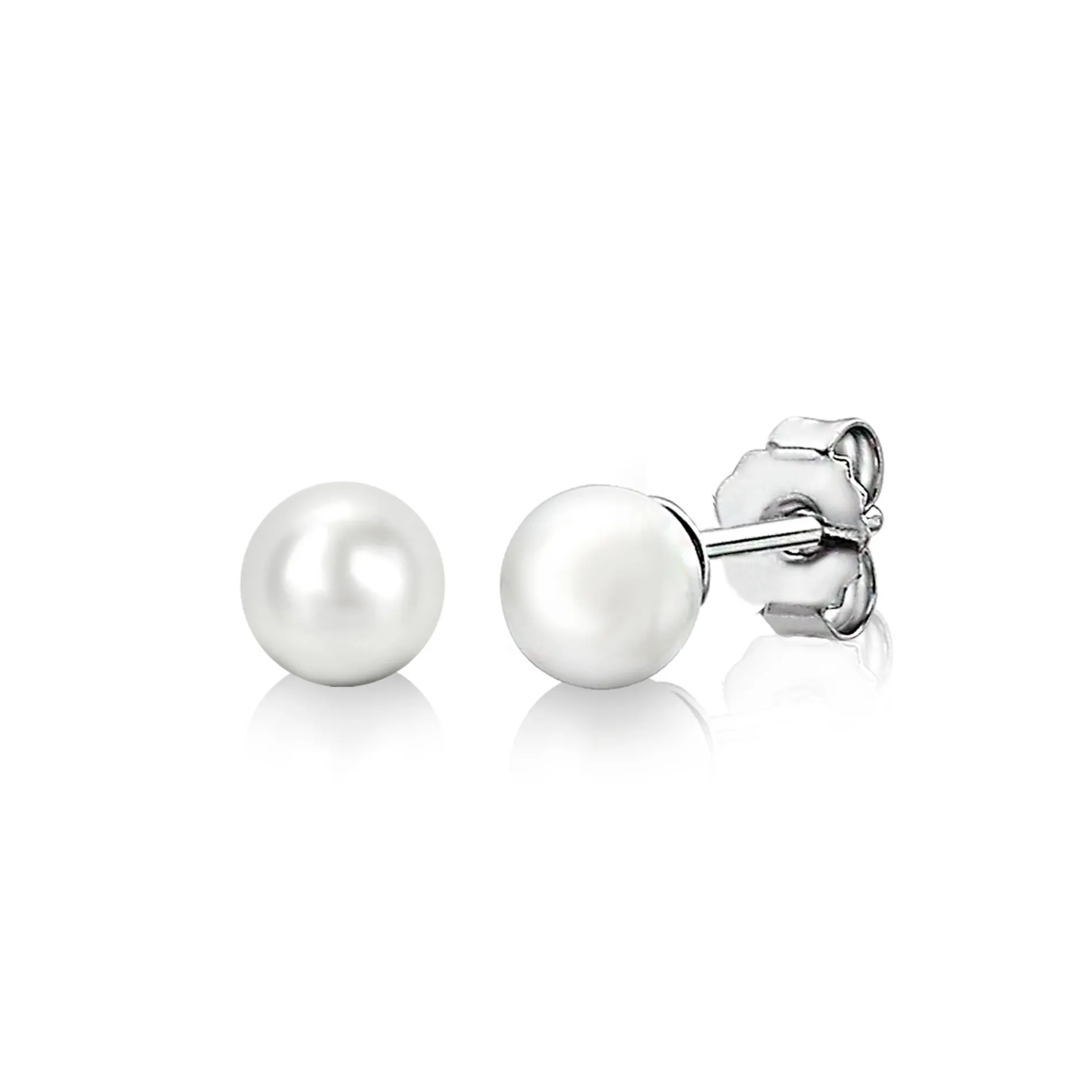 ZINZI zilveren oorknoppen 6mm wit parel ZIO1317