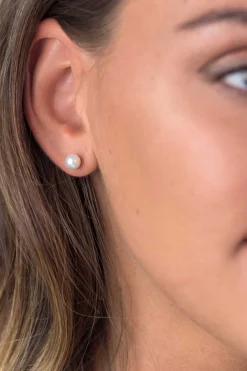 ZINZI zilveren oorknoppen 6mm wit parel ZIO1317