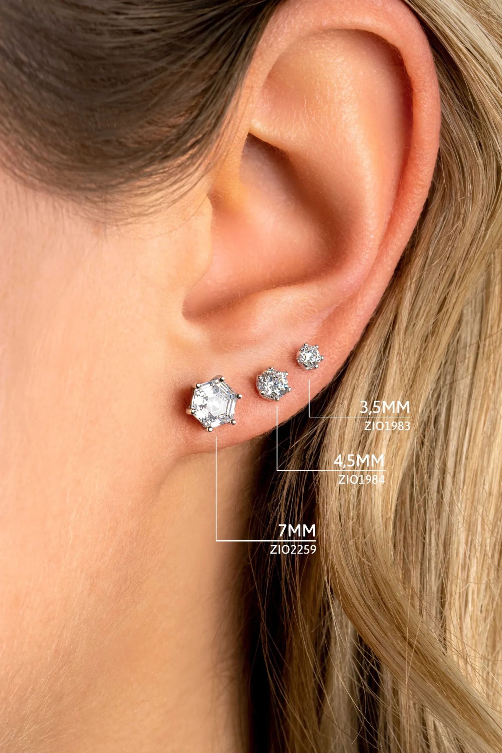 ZINZI zilveren oorknoppen 3,5mm zirconia wit chatonzetting ZIO1983