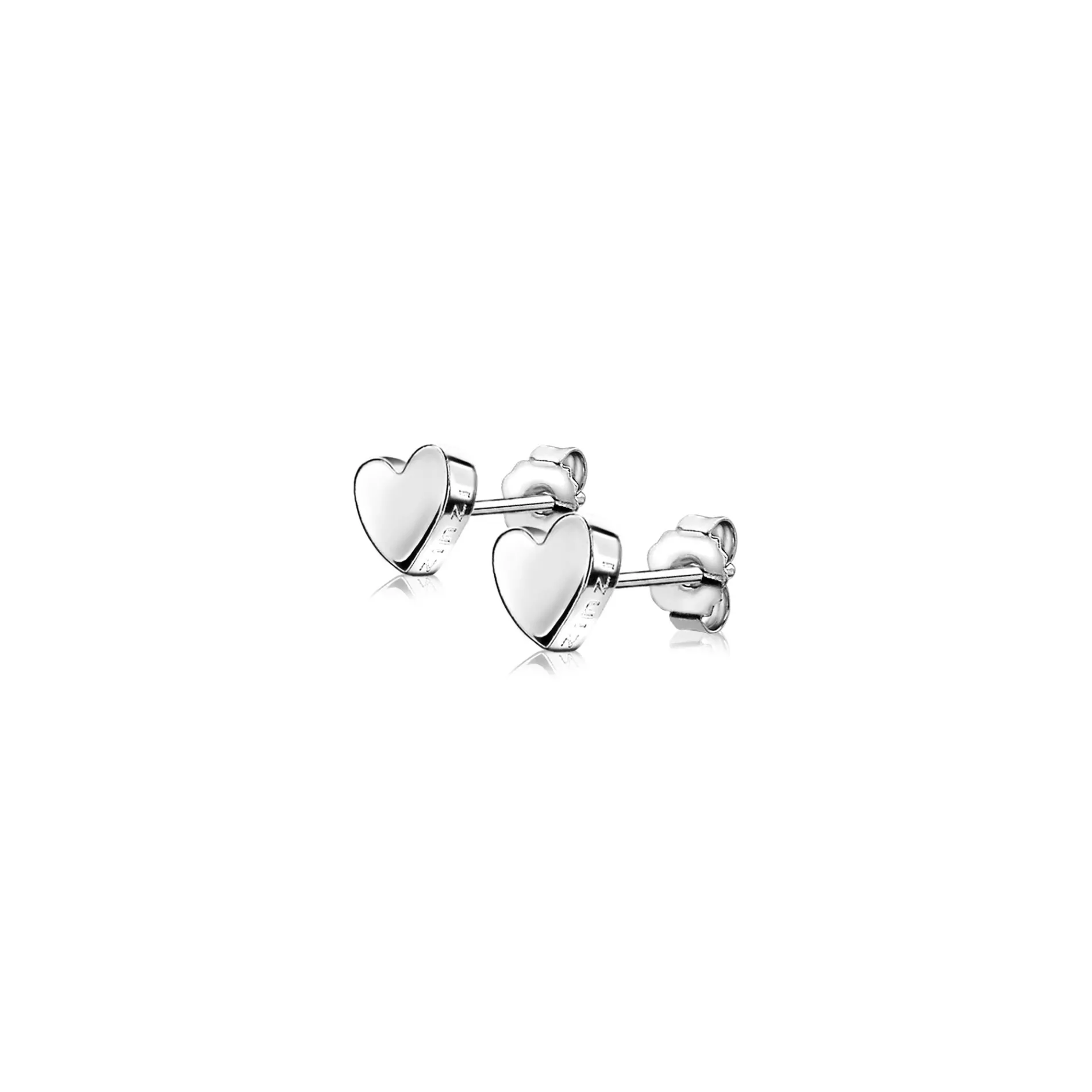 ZINZI zilveren oorknoppen glad hart 6mm ZIO1378