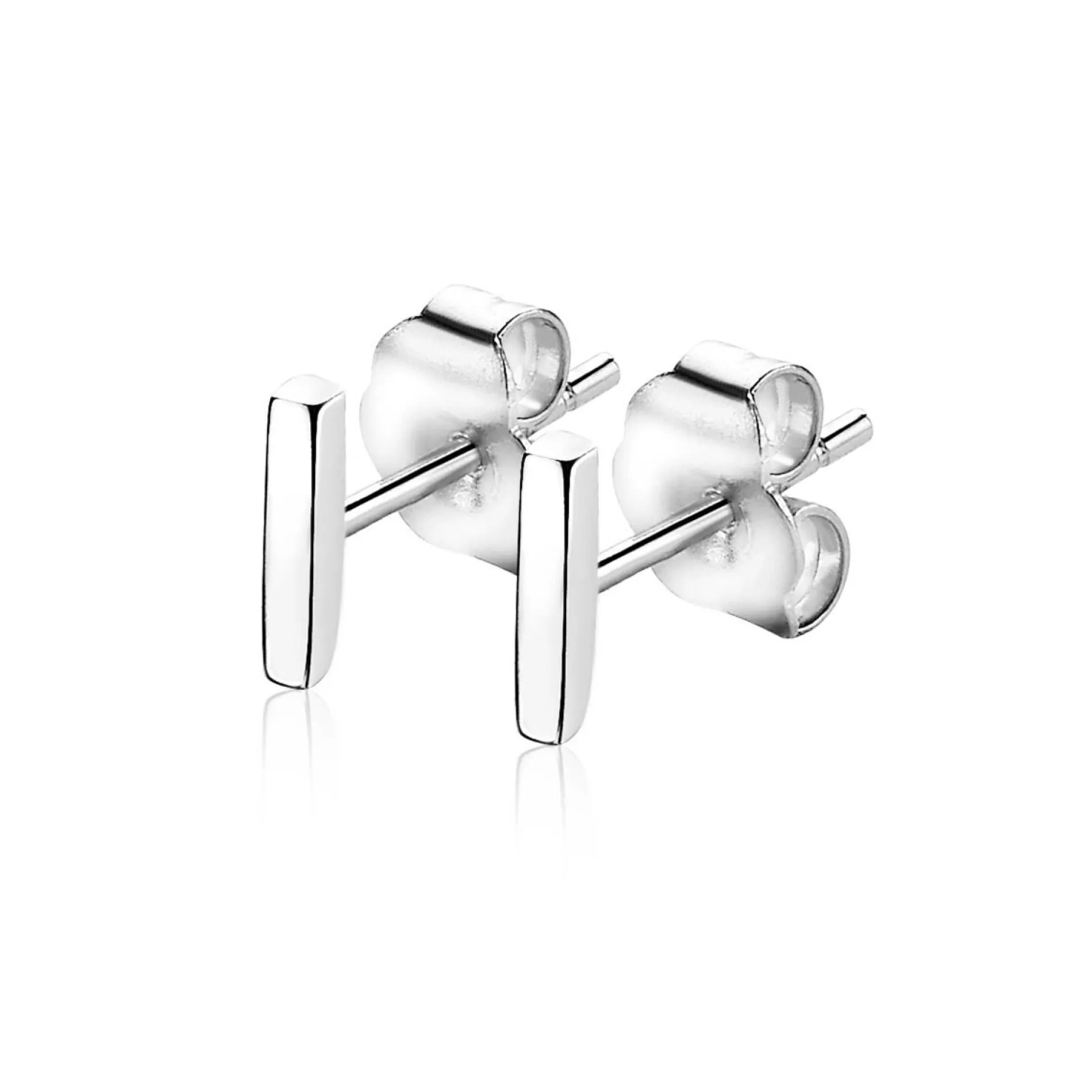 ZINZI zilveren oorknoppen glad staafje 8mm ZIO1689