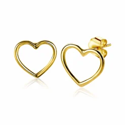 ZINZI zilveren oorknoppen 14K geelverguld open hart 8mm ZIO1630G