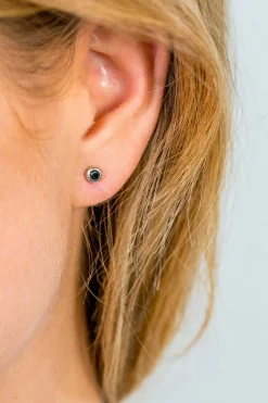 Zinzi zilveren oorknoppen rond 4mm zwart ZIO1177Z