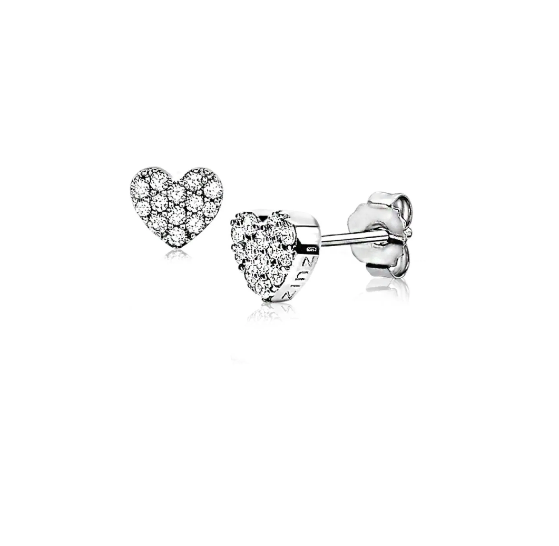 ZINZI zilveren oorknoppen hart wit 6mm ZIO1378Z