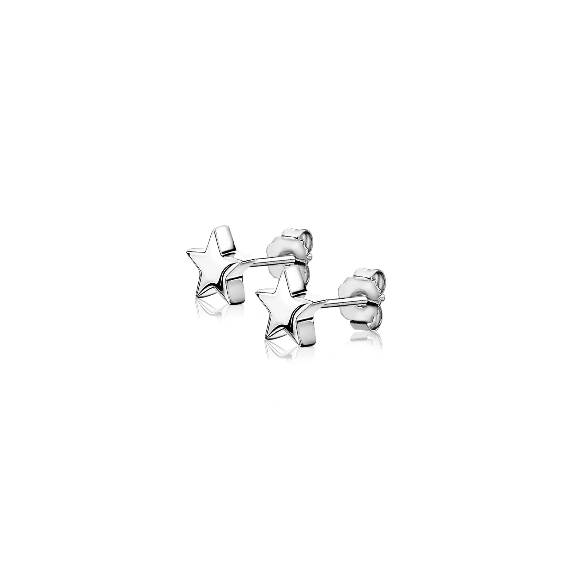 ZINZI zilveren oorknoppen glad ster 7mm ZIO1377