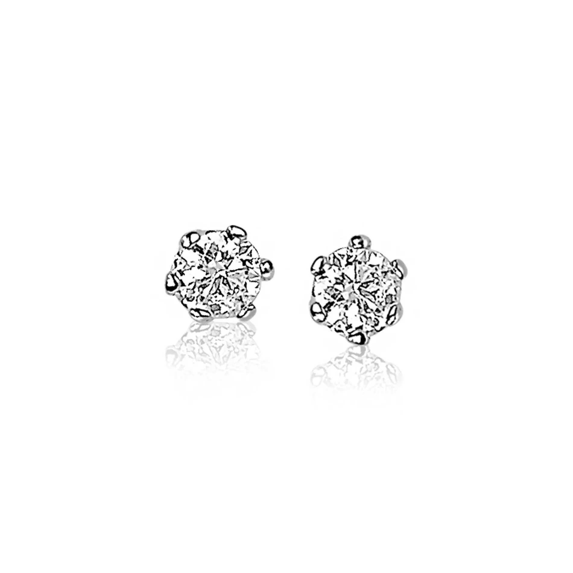 ZINZI zilveren oorknoppen 4,5mm zirconia wit chatonzetting ZIO1984