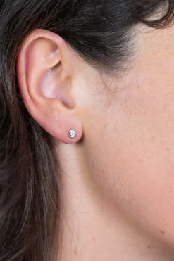 ZINZI zilveren oorknoppen 4,5mm zirconia wit chatonzetting ZIO1984