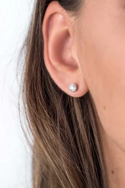 Zinzi zilveren oorknoppen rond 5mm wit ZIO1263