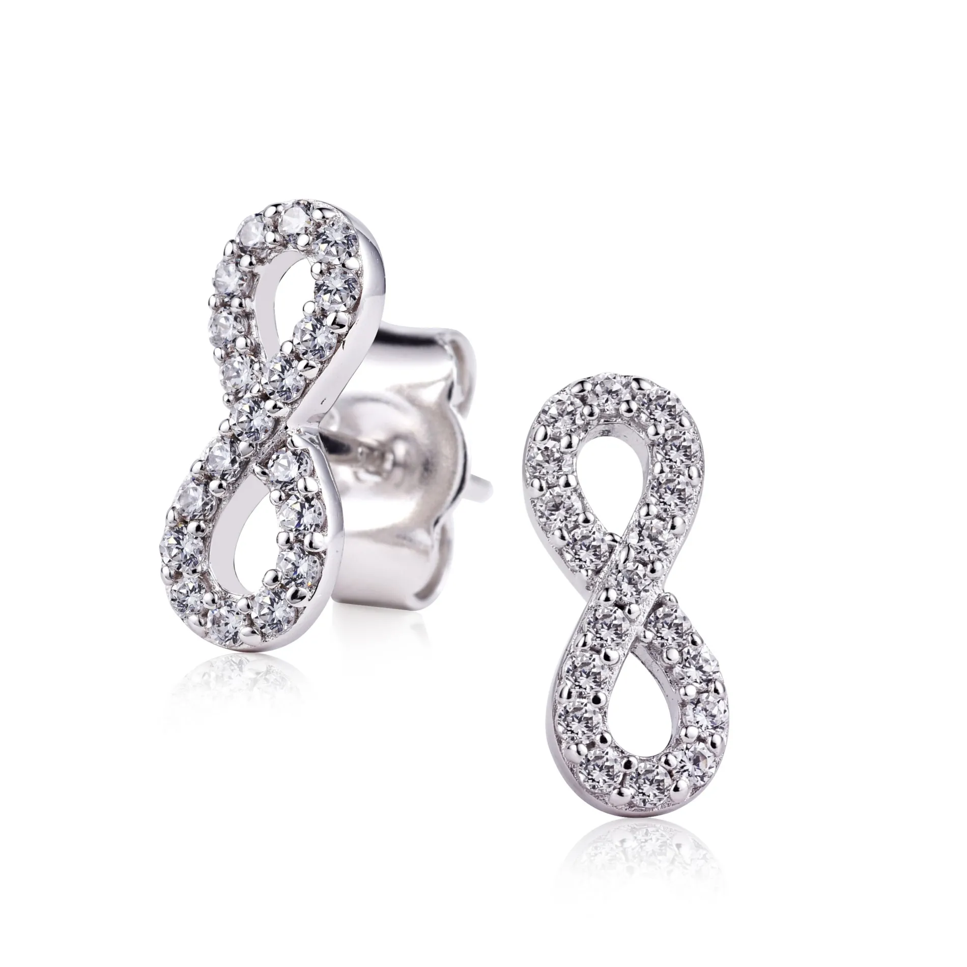 Zinzi zilveren oorknoppen infinity wit ZIO1065Z