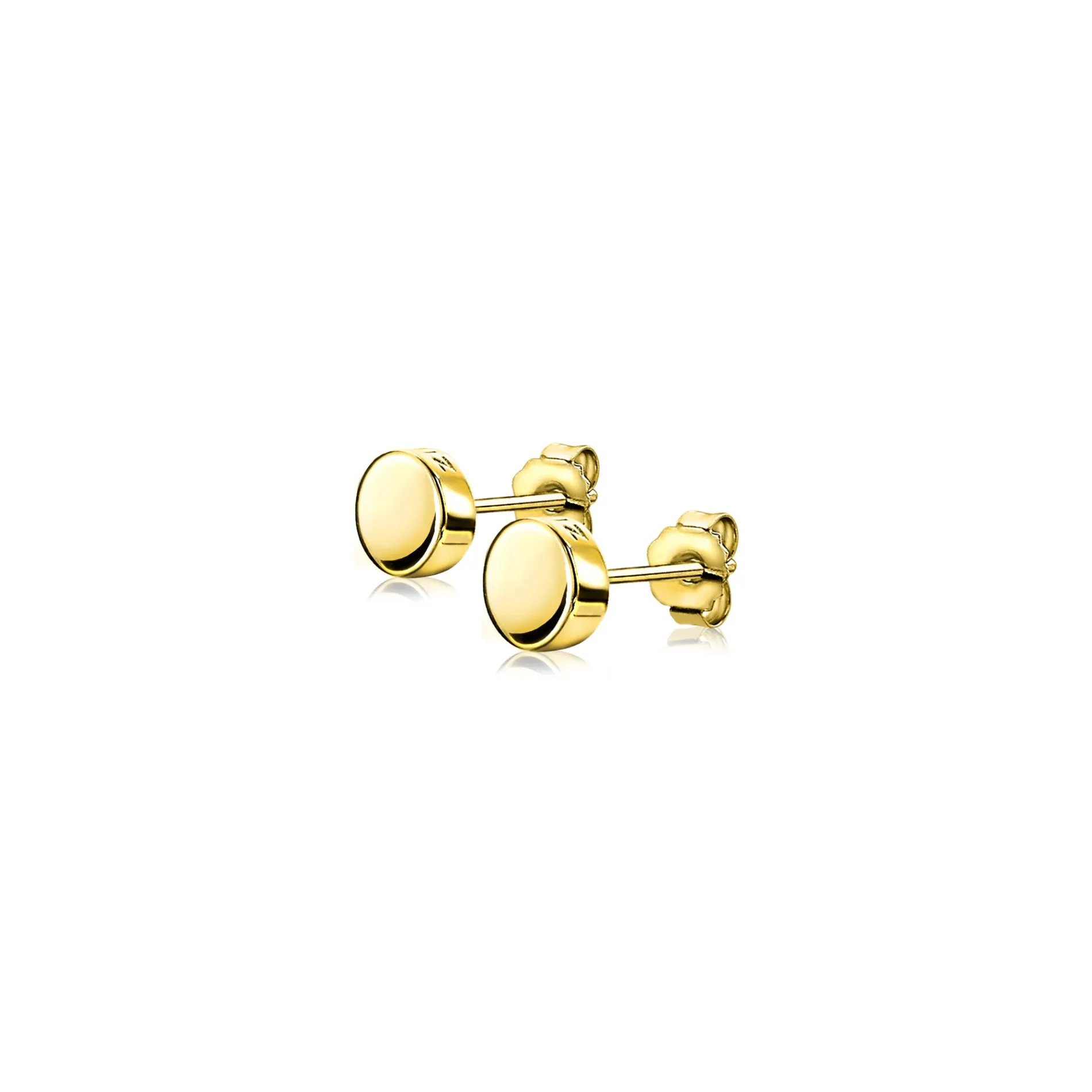 ZINZI zilveren oorknoppen geel verguld glad rond 6mm ZIO1376G