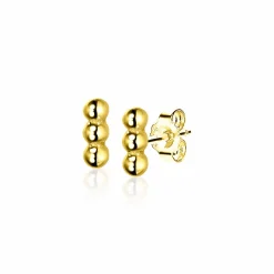 ZINZI zilveren oorknoppen 14K geelverguld drie bolletjes 6mm ZIO2230G