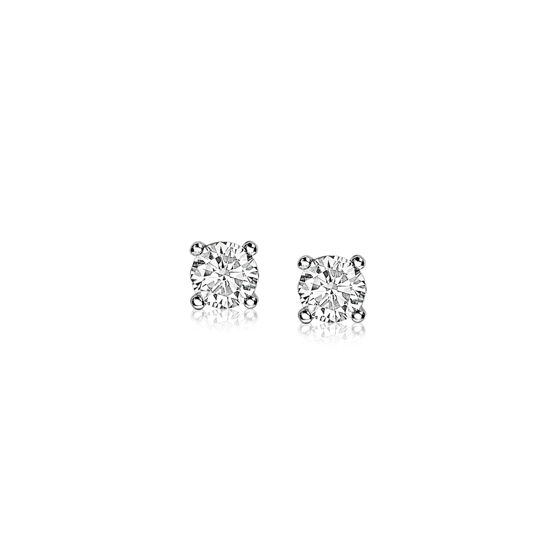 ZINZI zilveren oorknoppen ronde zirconia 6mm chatonzetting ZIO1383