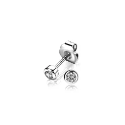 Zinzi zilveren oorknoppen rond 4mm wit ZIO1177