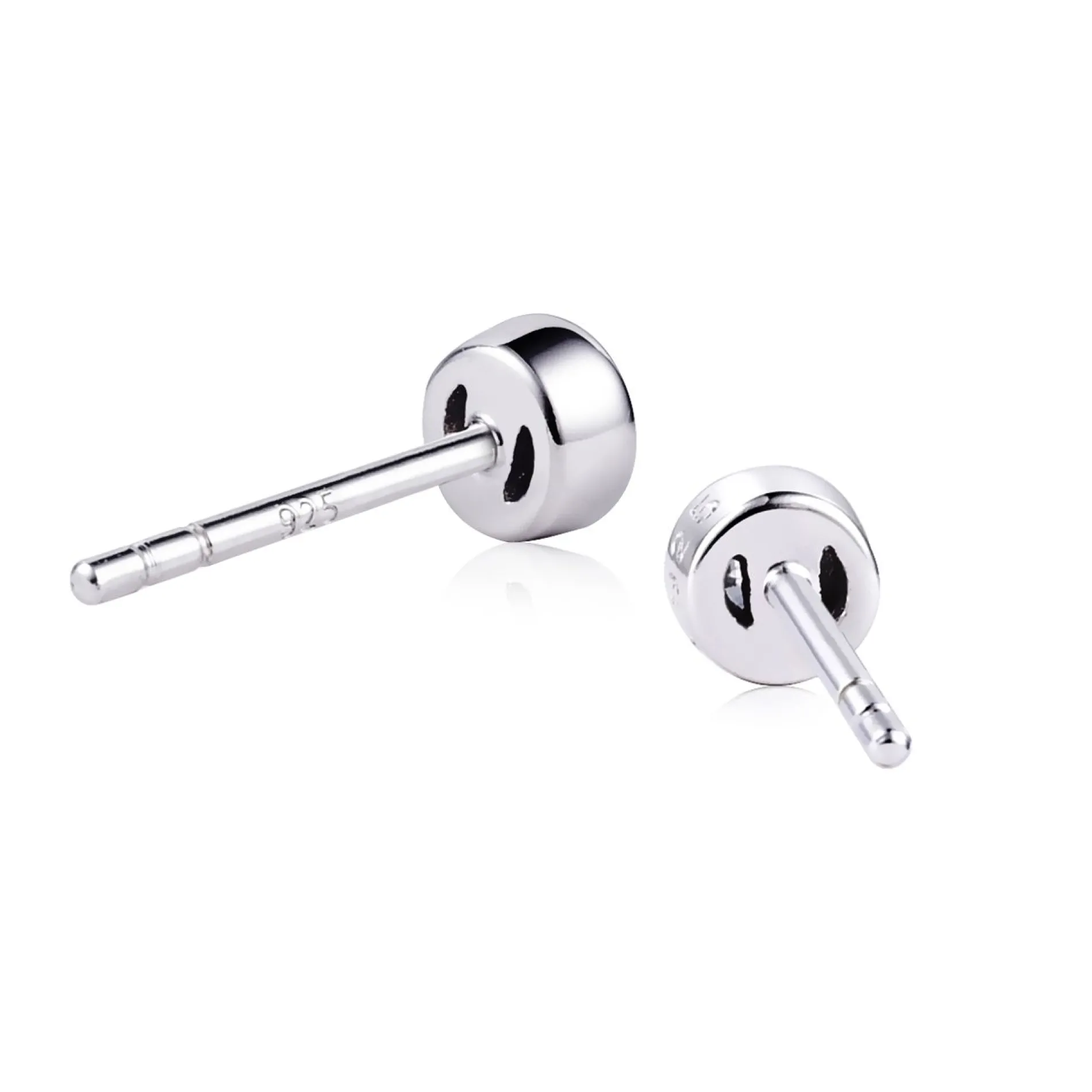 Zinzi zilveren oorknoppen rond 4mm wit ZIO1177