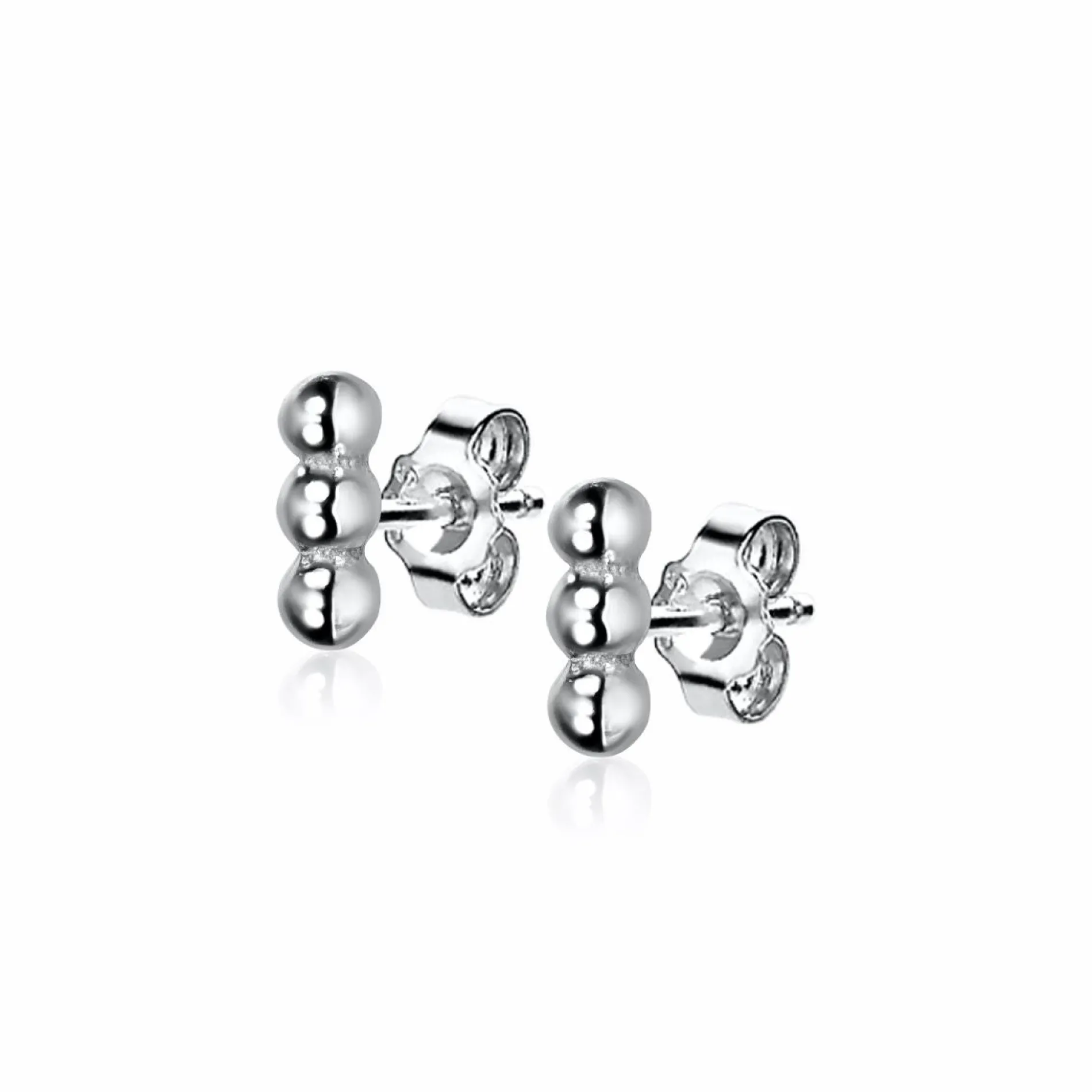 ZINZI zilveren oorknoppen drie bolletjes 6mm ZIO2230