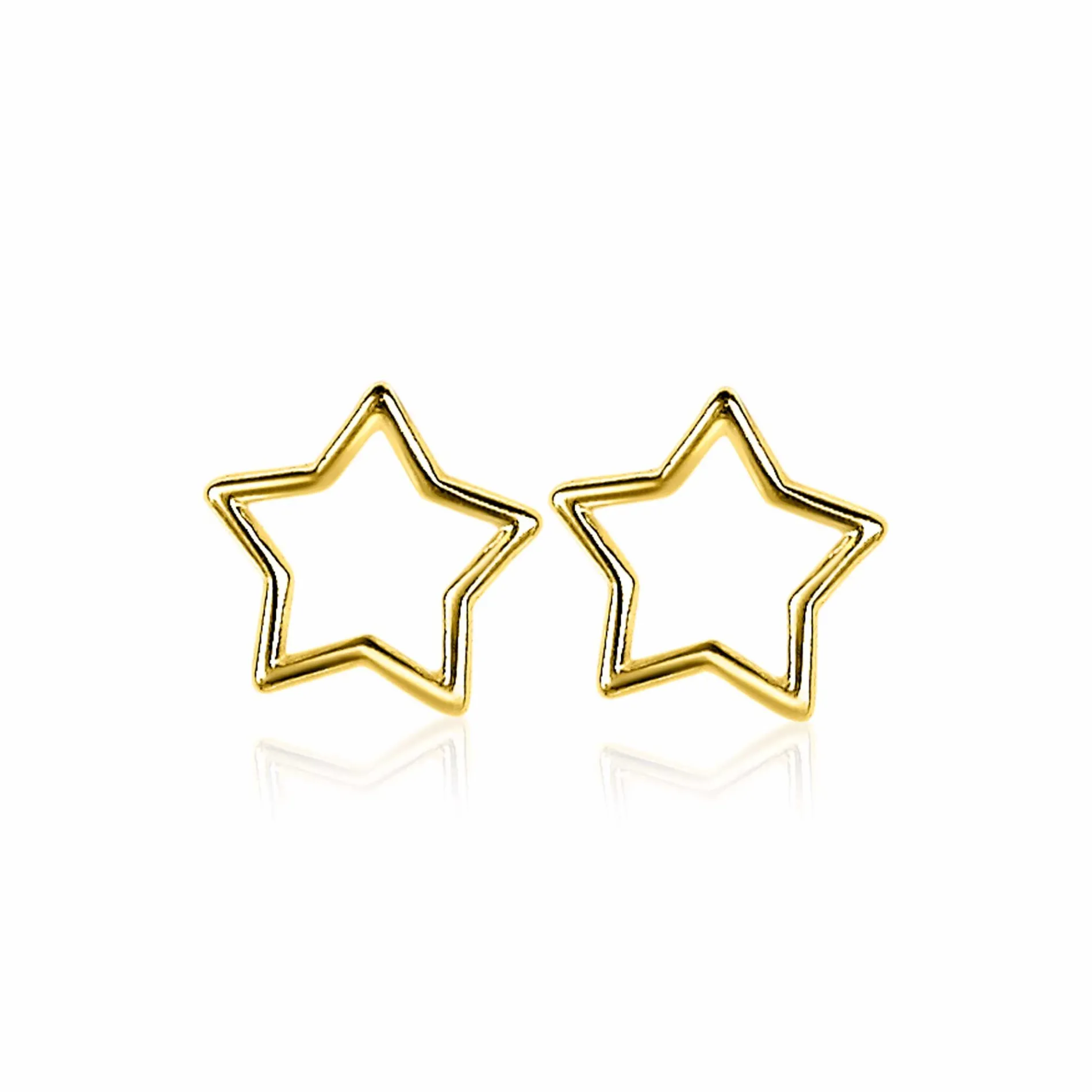 ZINZI zilveren oorknoppen 14K geelverguld open ster 8mm ZIO2092G