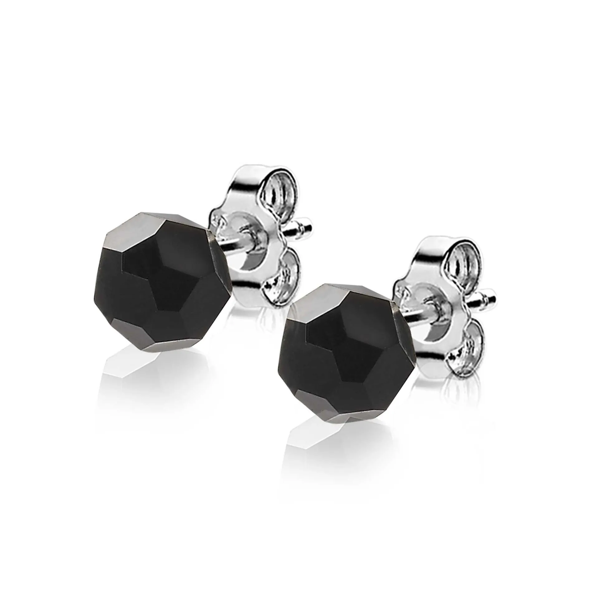 ZINZI zilveren oorknoppen 6mm zwarte bead ZIO1317Z