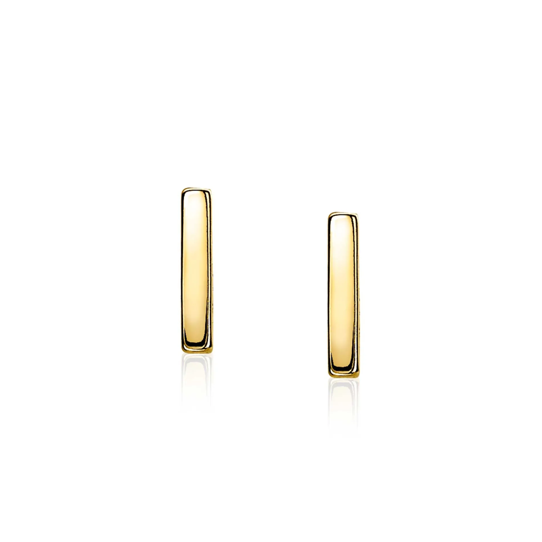 ZINZI zilveren oorknoppen geel verguld glad staafje 8mm ZIO1689G
