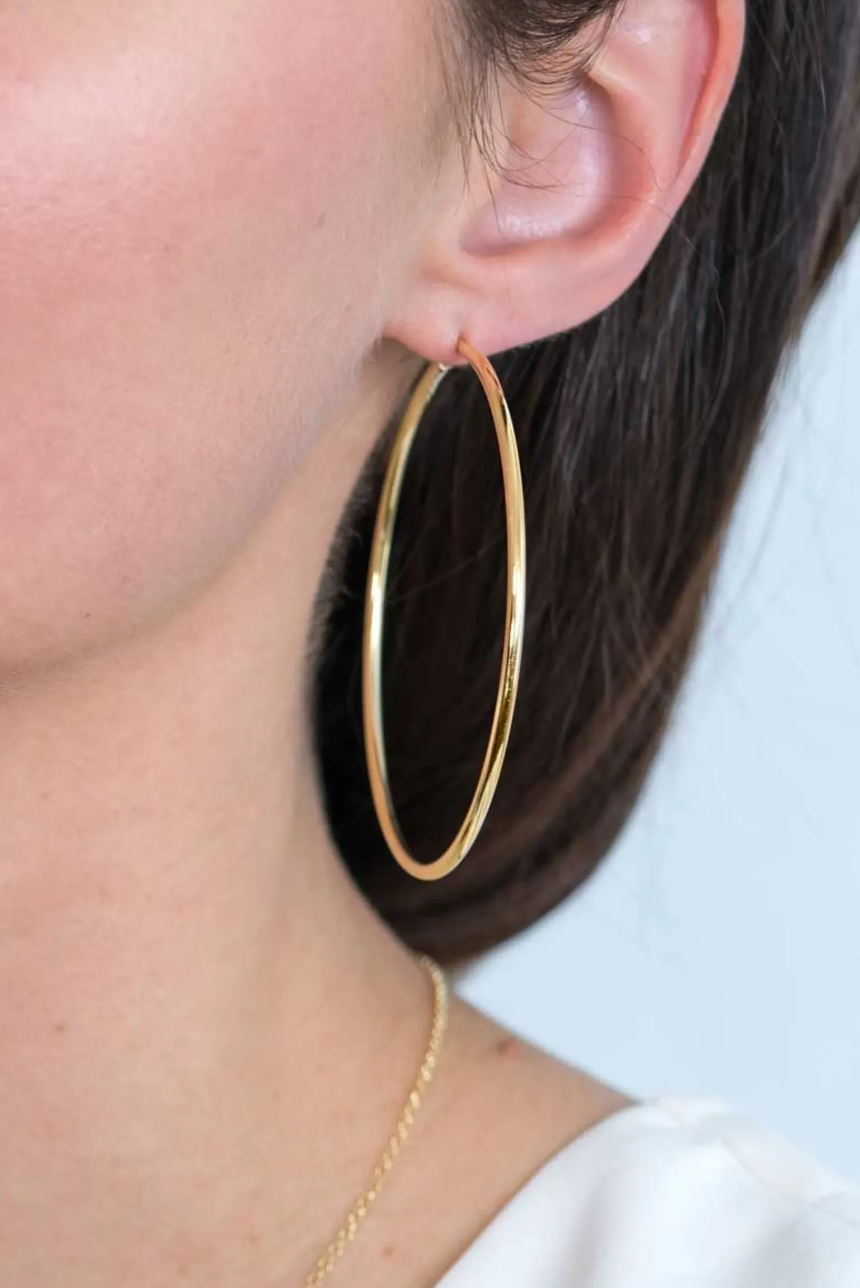 ZINZI zilveren oorringen 14K geel verguld glad 65x2mm rond ZIO438G