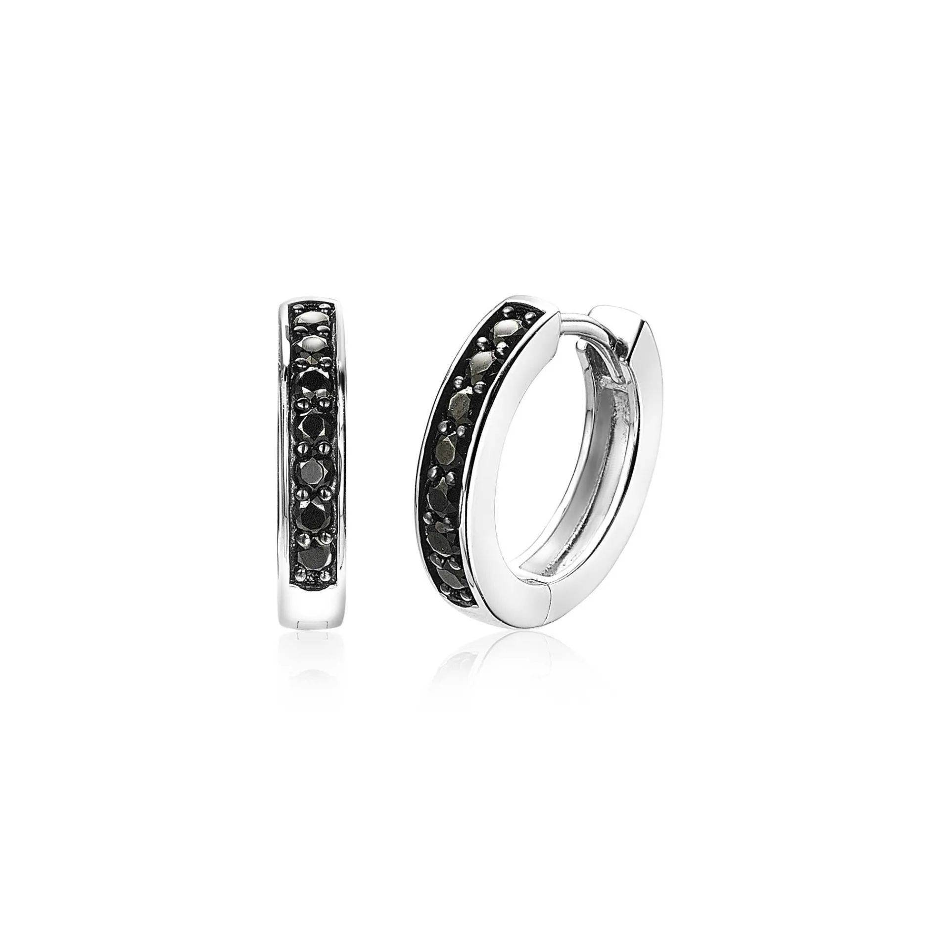 Zinzi zilveren oorringen 15 x 3mm zwart met luxe klapsluiting ZIO191B