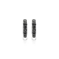 Zinzi zilveren oorringen 15 x 3mm zwart met luxe klapsluiting ZIO191B