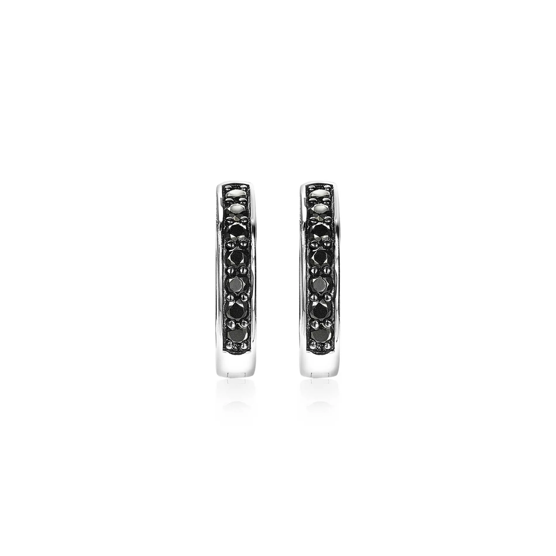 Zinzi zilveren oorringen 15 x 3mm zwart met luxe klapsluiting ZIO191B