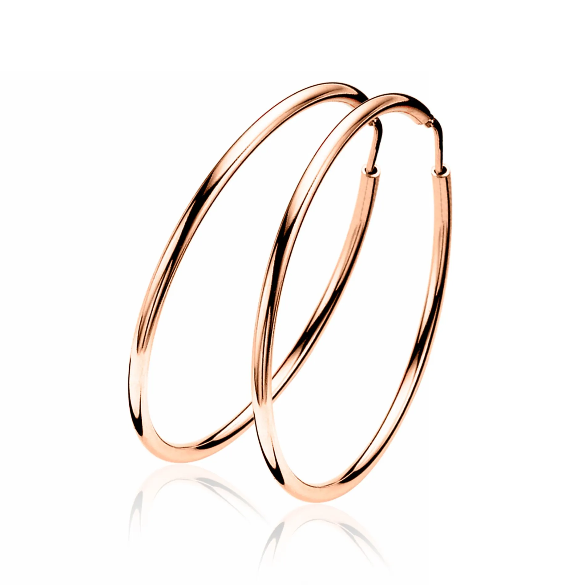 ZINZI zilveren oorringen rosé verguld 35 x 2mm glad ZIO435R