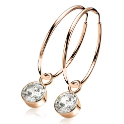 ZINZI zilveren oorringen rosé verguld 35 x 2mm glad ZIO435R