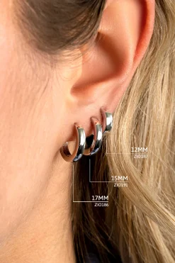 Zinzi zilveren oorringen 17 x 3mm glad met luxe klapsluiting ZIO186