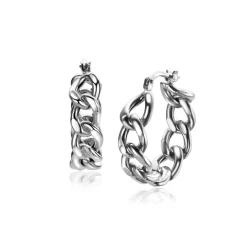 ZINZI zilveren oorringen 23mm met brede gourmet schakels 6mm ZIO2335
