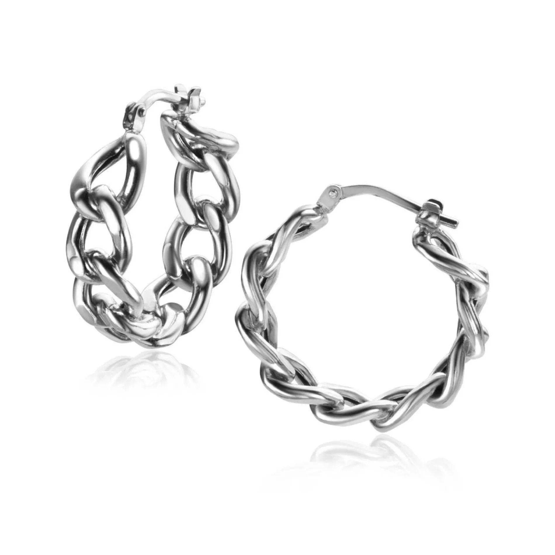 ZINZI zilveren oorringen 23mm met brede gourmet schakels 6mm ZIO2335