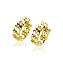 ZINZI zilveren oorringen 14K geel verguld 13x4mm gourmet schakel ZIO2225