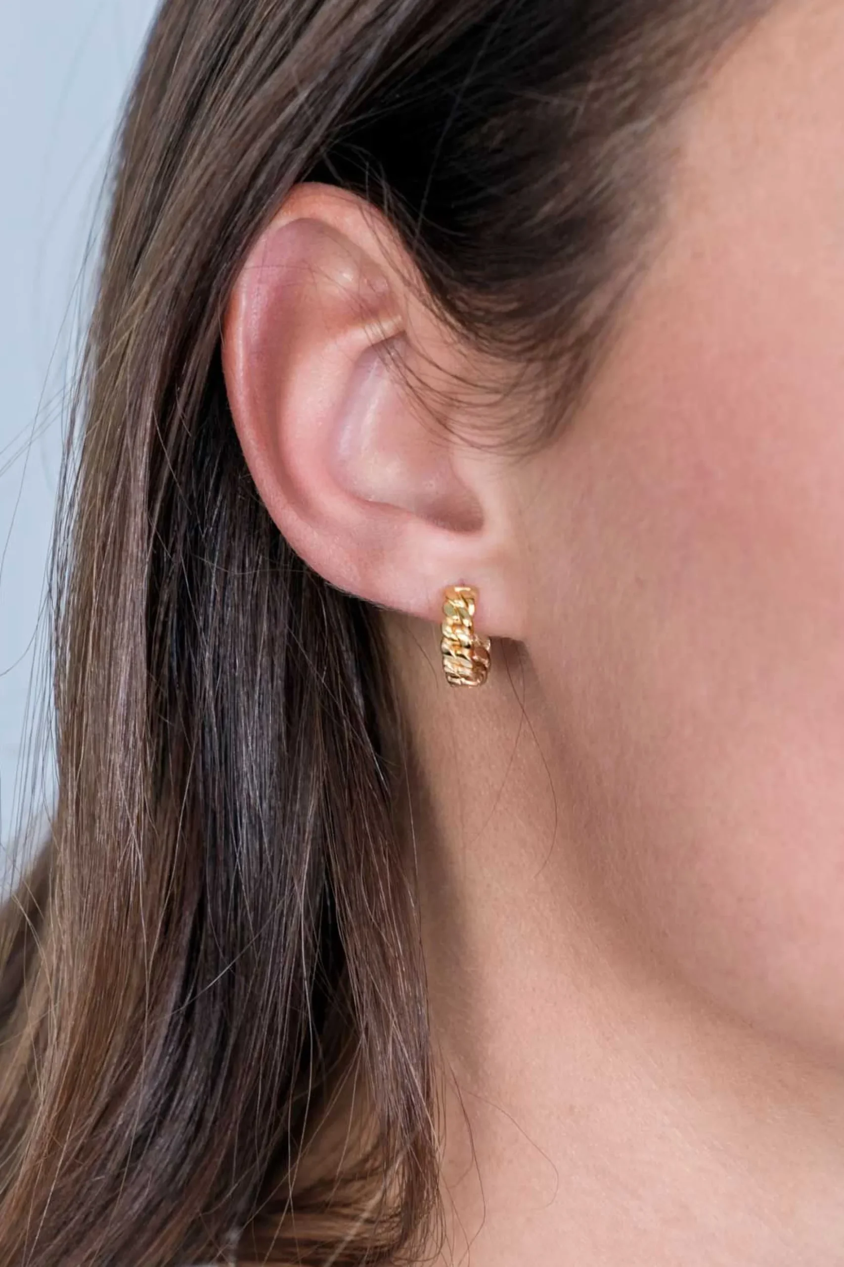 ZINZI zilveren oorringen 14K geel verguld 13x4mm gourmet schakel ZIO2225