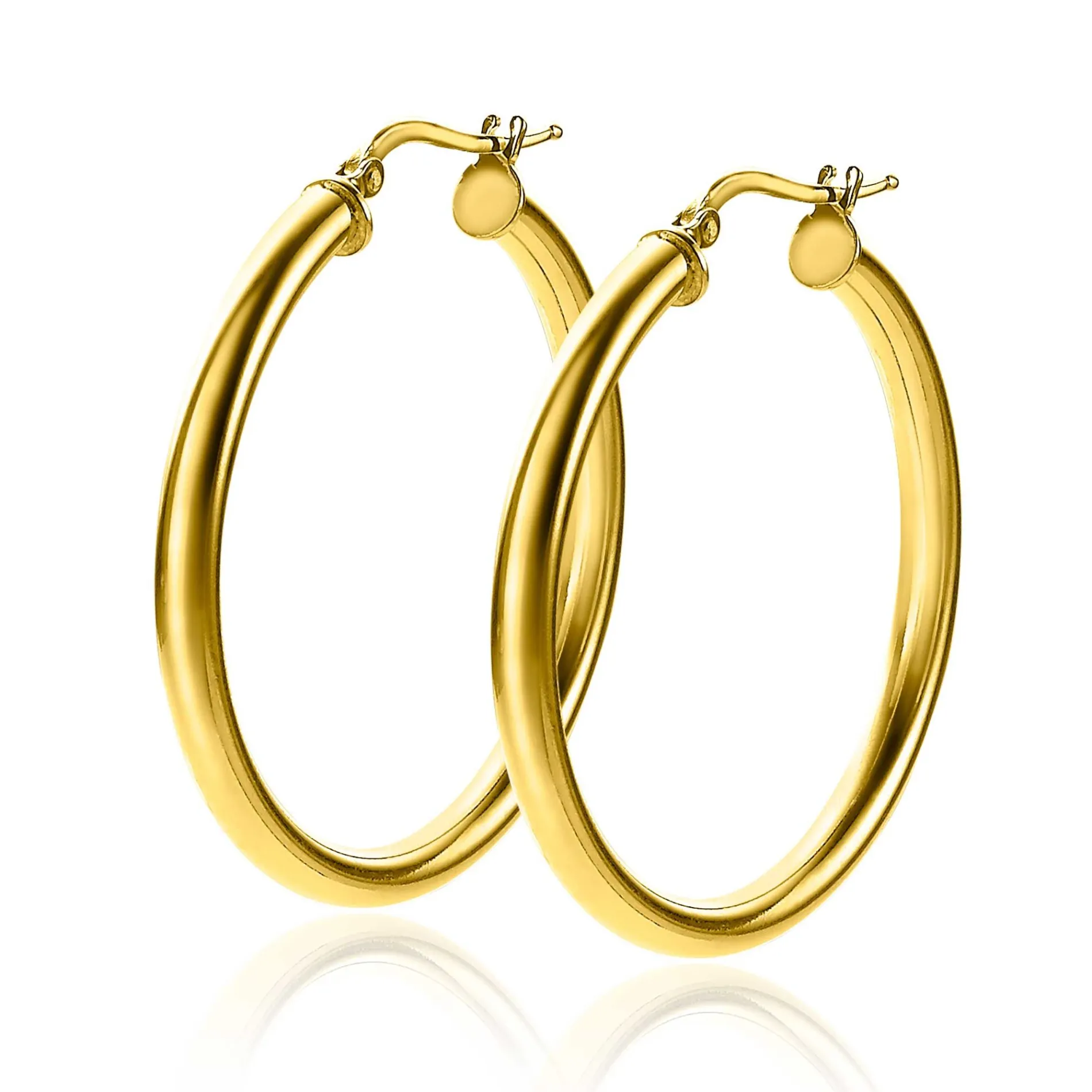 ZINZI zilveren oorringen 14K geel verguld 36x3mm rond ZIO2179G