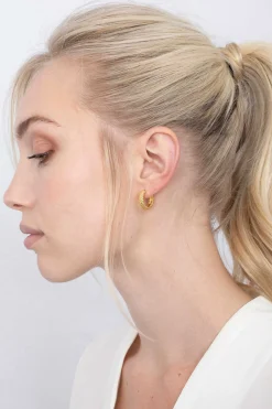 ZINZI zilveren oorringen 17x4mm geel verguld bolletjes ZIO1968CRG