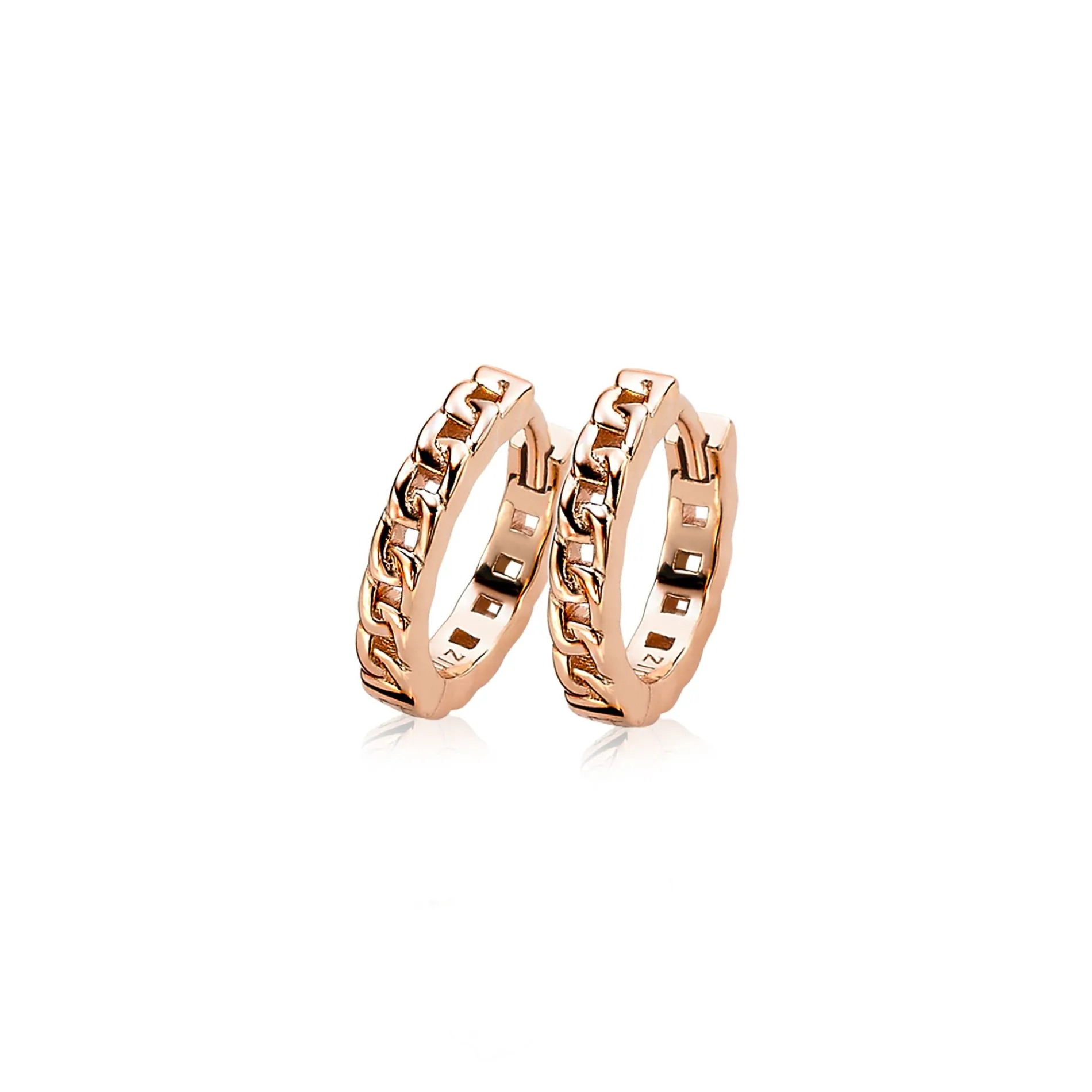 ZINZI zilveren oorringen rosé verguld gourmet 15 x 3mm ZIO1175R