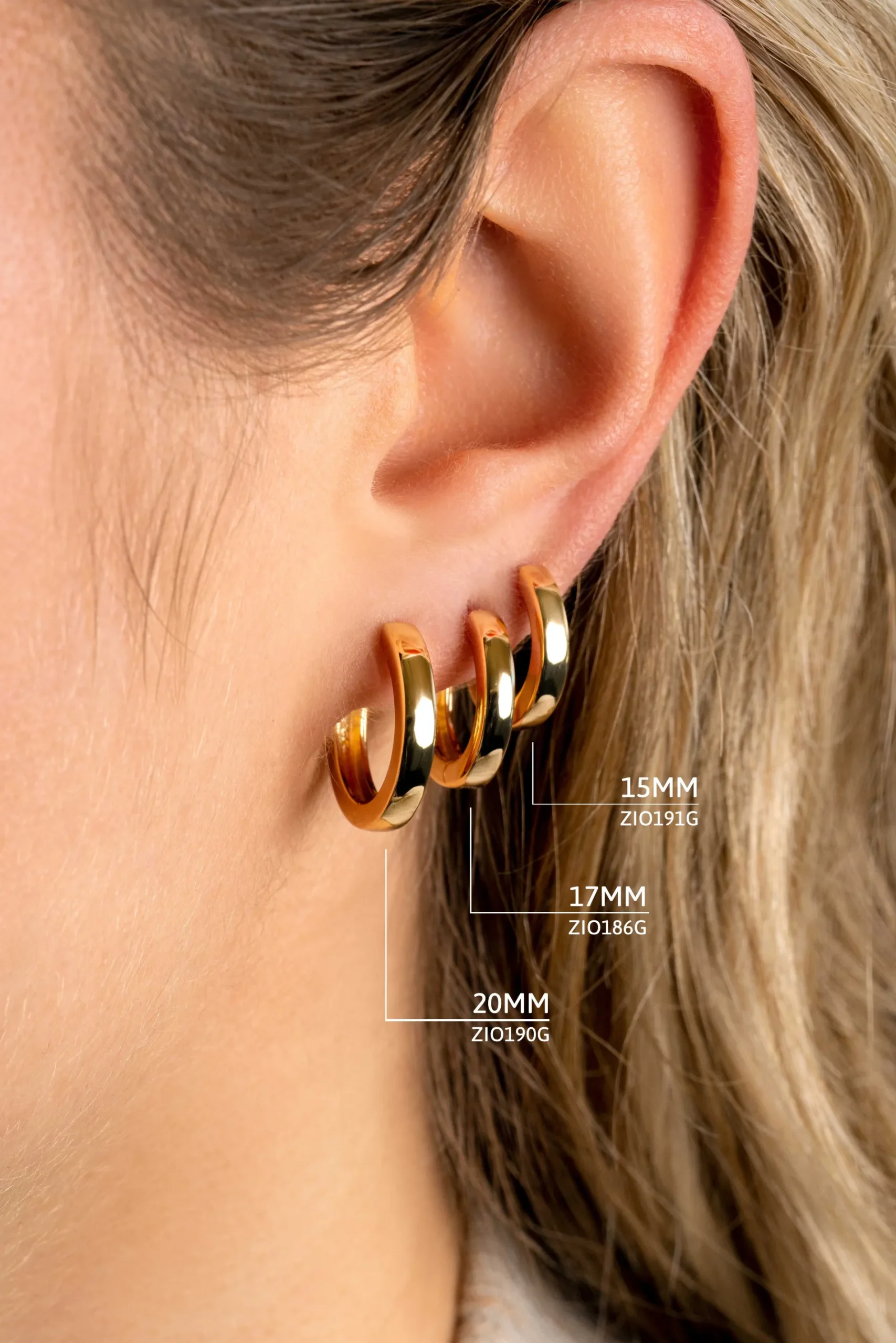 ZINZI zilveren oorringen geel verguld 17 x 3mm ZIO186G