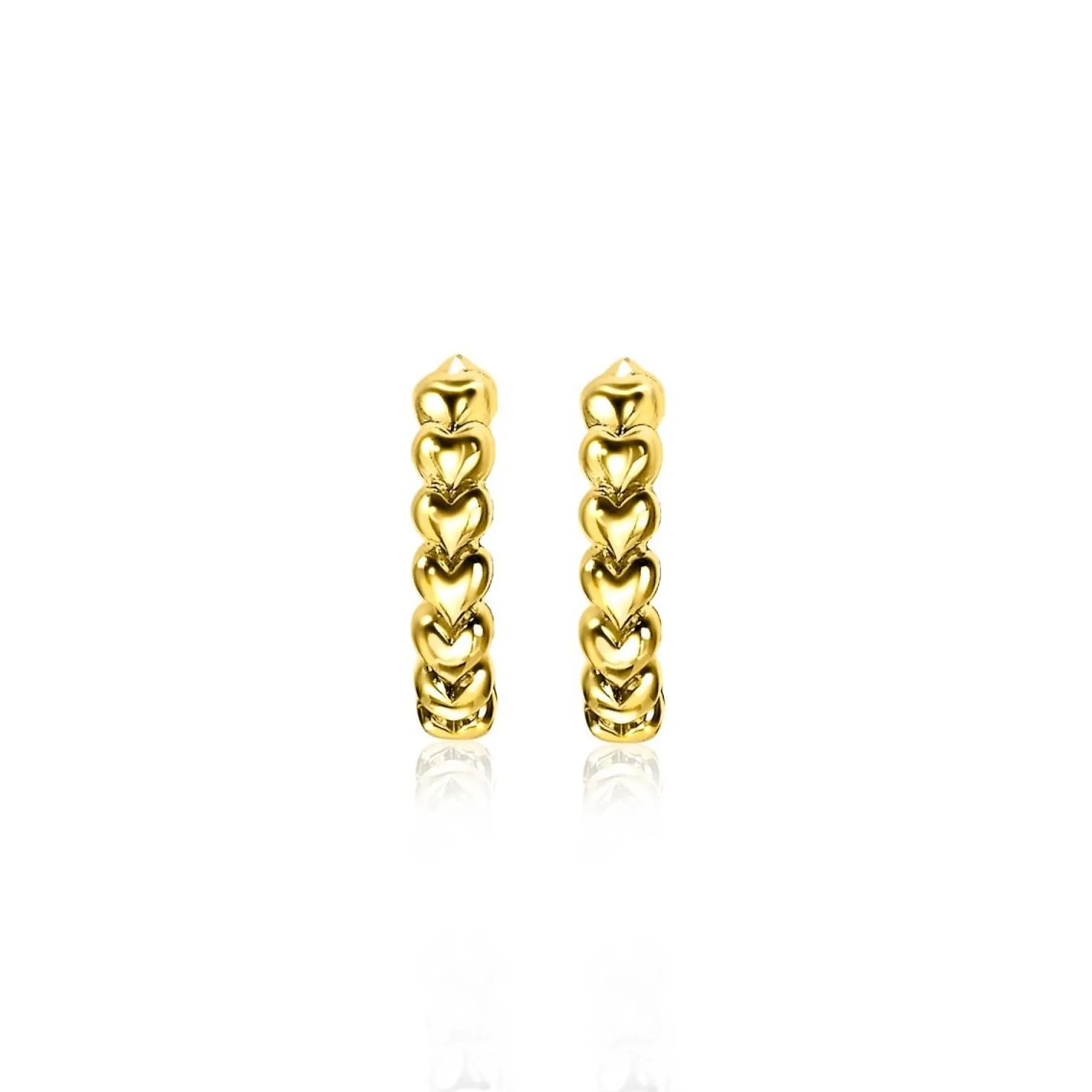 ZINZI zilveren oorringen 15x3mm 14K geel verguld met hartjes ZIO1798G