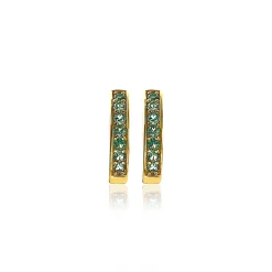 Zinzi zilveren oorringen geelverguld 15 x 3mm groen ZIO191GG