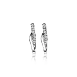 ZINZI zilveren oorringen 16x3mm crossover witte zirconia's ZIO1971