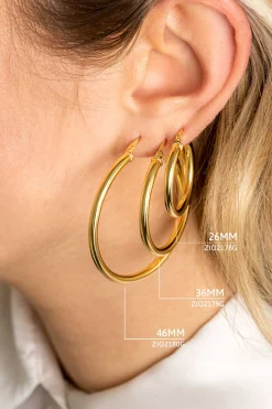 ZINZI zilveren oorringen 14K geel verguld 26x3mm rond ZIO2178G