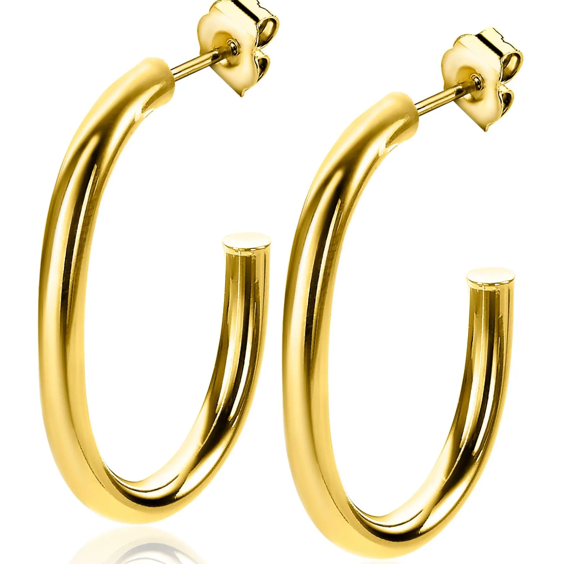 ZINZI zilveren oorringen 14K geel verguld open vorm 40x4mm ovaal ZIO2233G